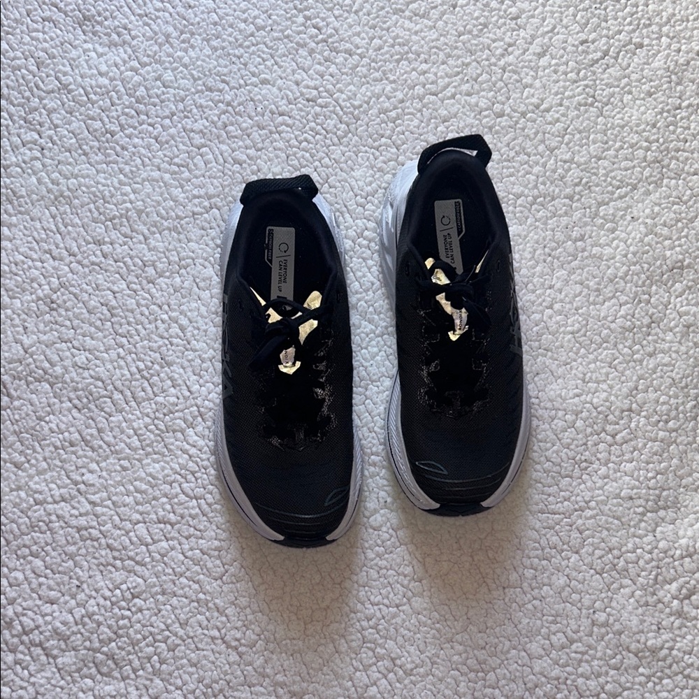 Hoka One One Black Athletic Shoes with White Accents